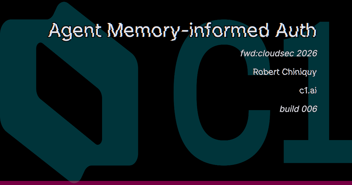 Title slide of Agent Memory-informed AuthZ. Opens the slides.